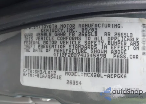 2004 Toyota Avalon Xls from USA, damaged, VIN 4T1BF28B74U345898